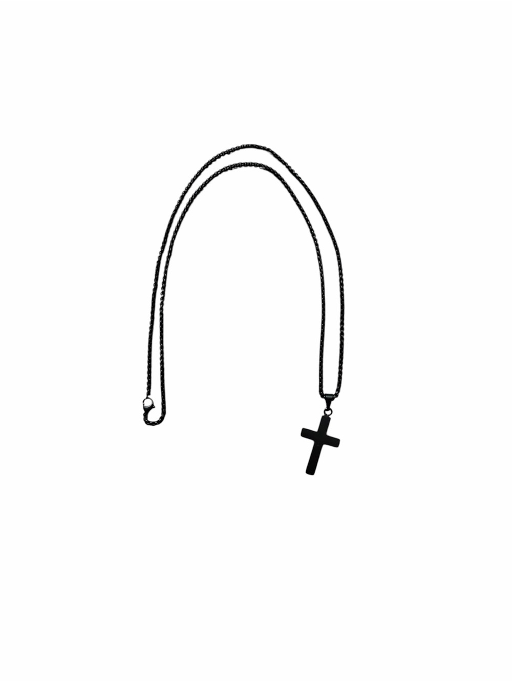 NWOT Black Stainless Steel Cross Pendant Necklace for Men 24”